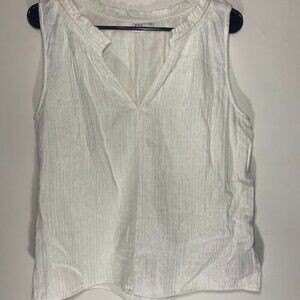 Gap Split Neck Metallic Striped Sleeveless Blouse
